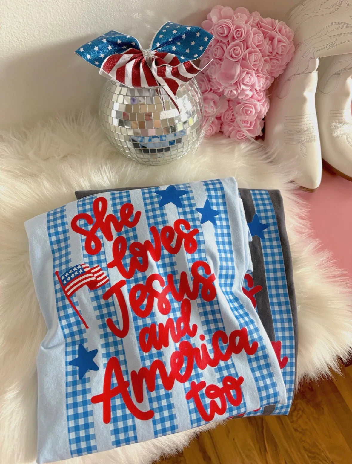 SHE LOVES JESUS & AMERICA TEE
